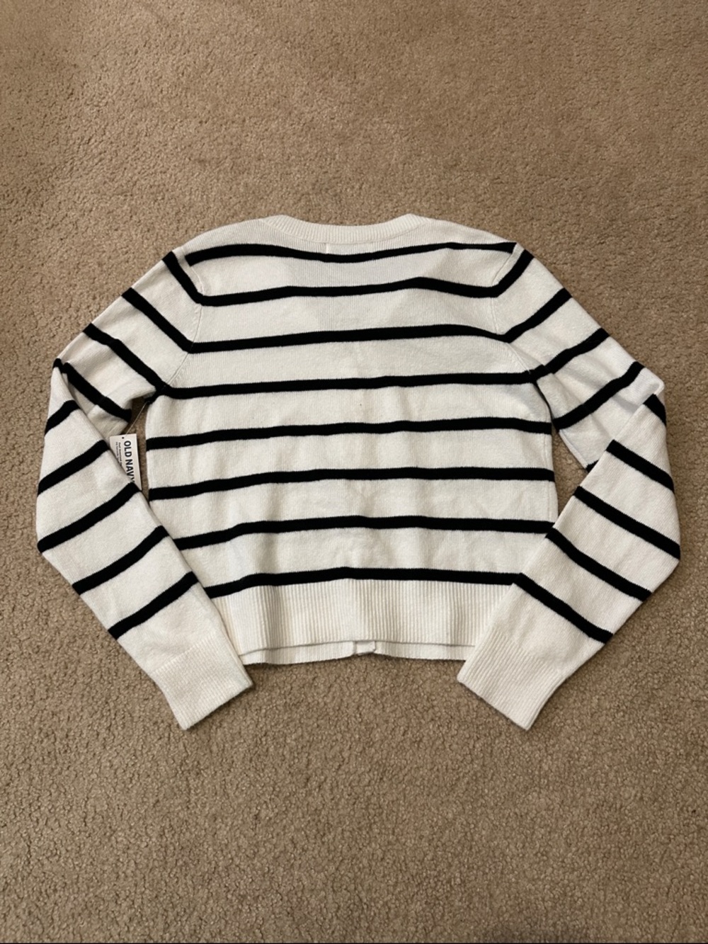 Old Navy White and Black Striped Crew Neck Cardigan NWT - Picture 8 of 10